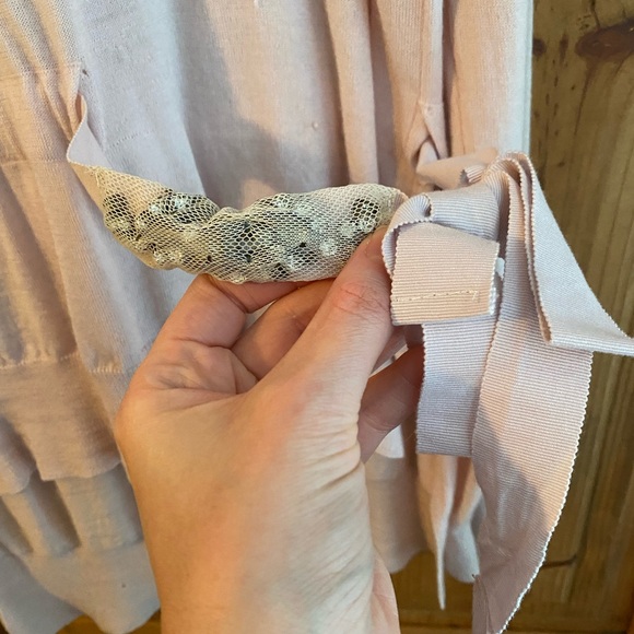 Light blush ladies size m sweater detailing at waist- high/low cut - Picture 2 of 4